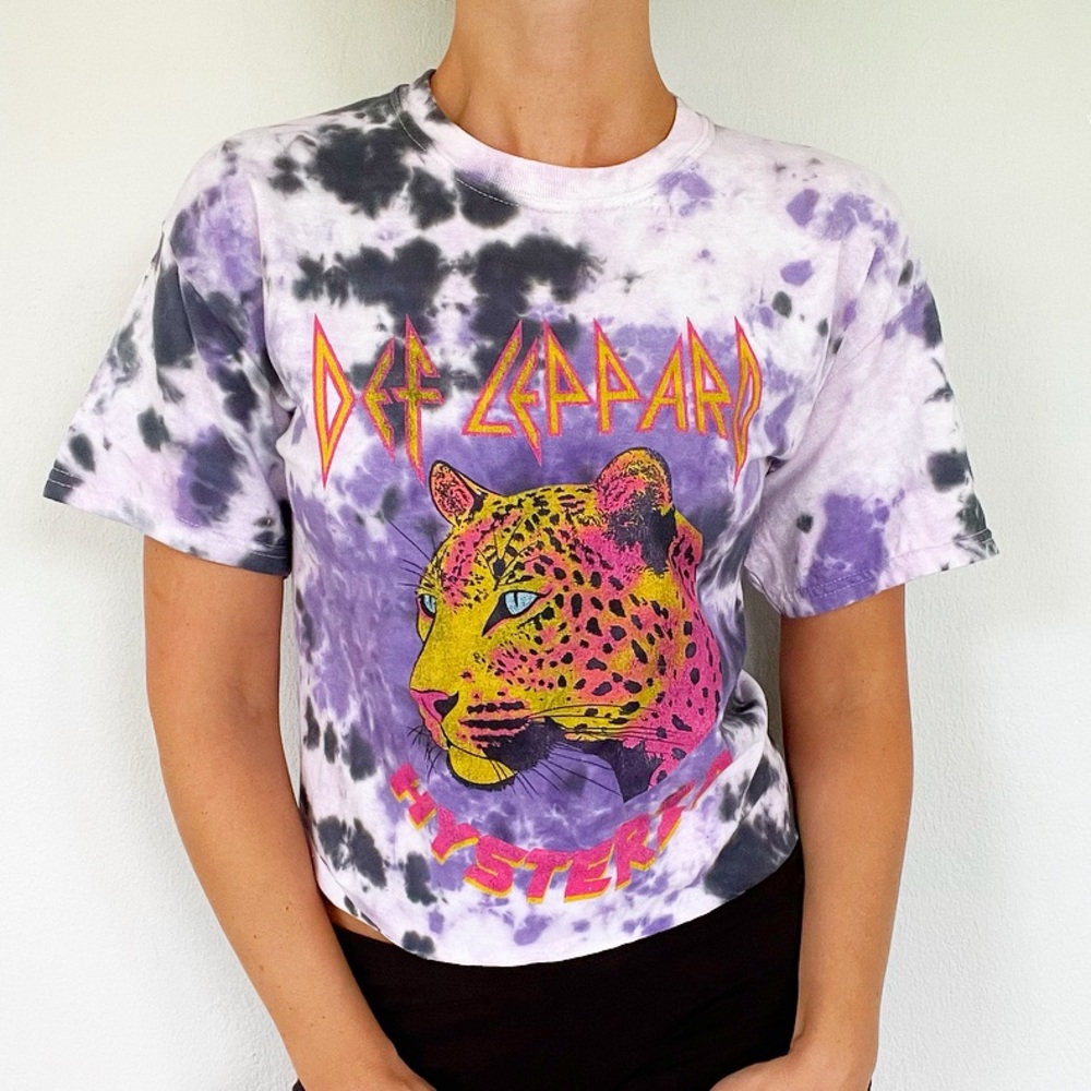 Def Leppard Hysteria purple tie dye band tee size small